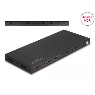   Delock HDMI mátrix kapcsoló 4 db HDMI bemenet - 2 db HDMI kimenet 4K 60 Hz hang operátorral (66454)