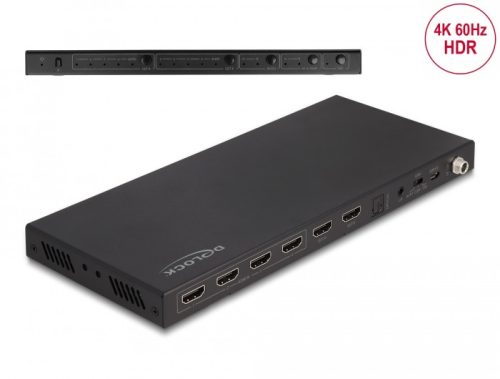 Delock HDMI mátrix kapcsoló 4 db HDMI bemenet - 2 db HDMI kimenet 4K 60 Hz hang operátorral