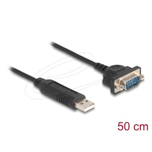 Delock RS-232 USB Adapter USB 2.0 - D-Sub 9 apa csavarokkal kompakt soros csatlakoztató házzal 50 cm (66470)