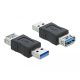 Delock USB 3.0 Adapter - A-típusú apa csatlakozó - A-típusú anya csatlakozó adat blokkoló (66497)