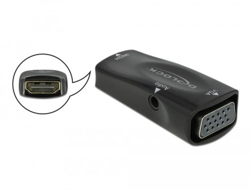 Delock Átalakító HDMI-A aljzat - VGA aljzat 1080p audioval