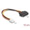 Delock SATA tápkábel 15 tűs apa - 1 db. Floppy 4 tűs anya 15 cm (66608)