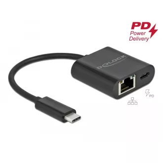   Delock USB Type-C  adapter Power Delivery porttal Gigabit LAN 10/100/1000 Mbps fekete (66644)