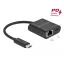 Delock USB Type-C  adapter Power Delivery porttal Gigabit LAN 10/100/1000 Mbps fekete (66644)