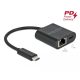 Delock USB Type-C  adapter Power Delivery porttal Gigabit LAN 10/100/1000 Mbps fekete