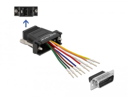 Delock Fekete D-Sub 15-tűs apa  RJ45 anya összekötő adapter (66647)