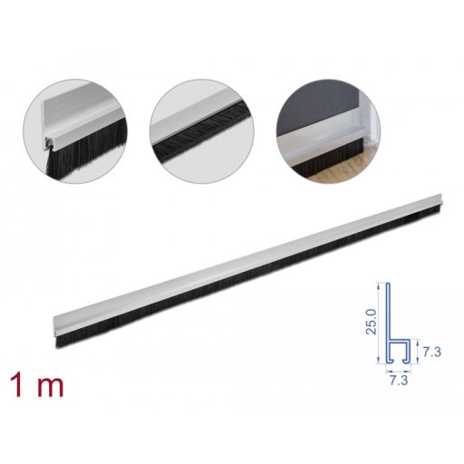 Delock 20 mm hosszú, egyenes kefeszalag 1 m hosszú alumínium foglalattal (66649)