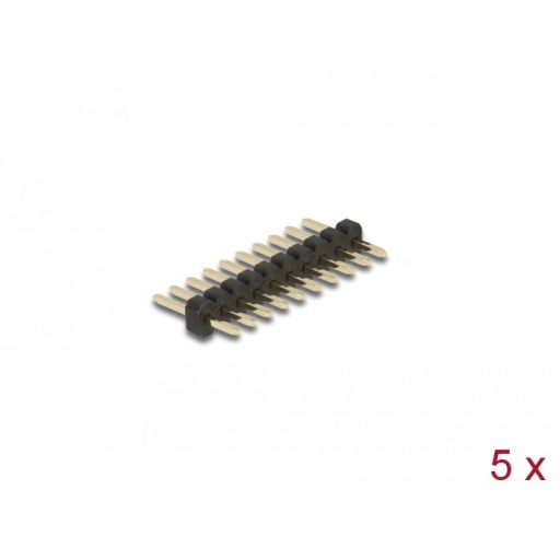 Delock Tűfejléc 10 tűs, 1,27 mm-es osztással, 1 soros, egyenes, 5 db (66686)