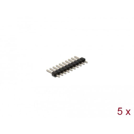 Delock Tűfejléc 10 tűs, 2,54 mm-es osztással, 1 soros, egyenes, 5 db. (66692)