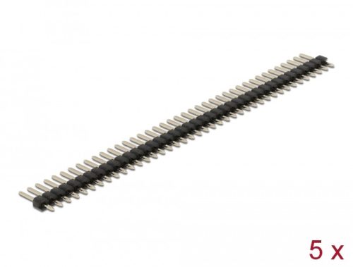 Delock Tűfejléc 40 tűs, 2,54 mm-es osztással, 1 soros, egyenes, 5 db. (66694)
