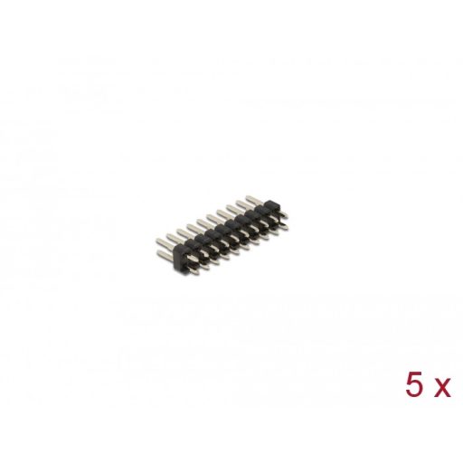 Delock Tűfejléc 10 tűs, 2,54 mm-es osztással, 2 soros, egyenes, 5 db. (66698)
