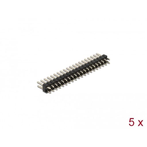 Delock Tűfejléc 20 tűs, 2,54 mm-es osztással, 2 soros, egyenes, 5 db. (66699)