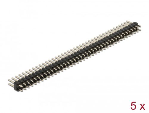 Delock Tűfejléc 40 tűs, 2,54 mm-es osztással, 2 soros, egyenes, 5 db. (66700)