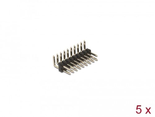 Delock Tűfejléc 10 tűs, 2,54 mm-es osztással, 2 soros, szögletes, 5 db. (66701)