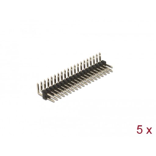 Delock Tűfejléc 20 tűs, 2,54 mm-es osztással, 2 soros, szögletes, 5 db. (66702)