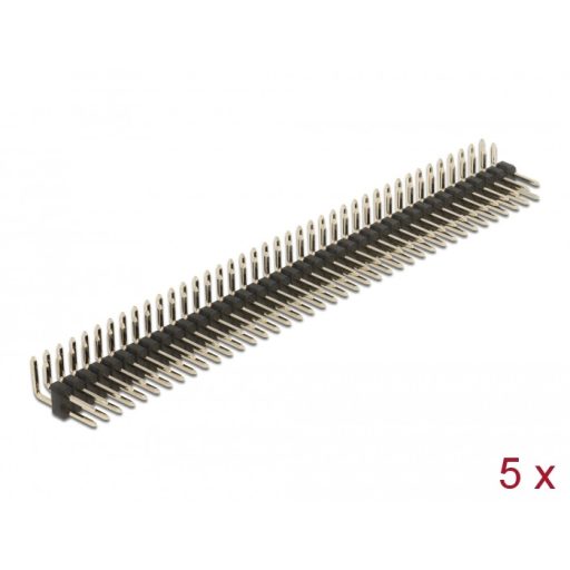 Delock Tűfejléc 40 tűs, 2,54 mm-es osztással, 2 soros, szögletes, 5 db. (66703)