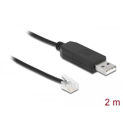 Delock adapterkábel USB Type-A és soros RS-232 RJ12 közötti ESD-védelemmel APC 2 m (66736)