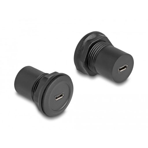 Delock USB 2.0 Micro-B-típusú   USB 2.0 Micro-B-típusú beépített csatlakozóval fekete (66743)
