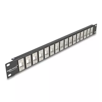 Delock 19  16 portos fekete Keystone Patch Panel 1U (66758)