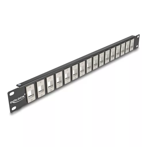Delock 19  16 portos fekete Keystone Patch Panel 1U (66758)