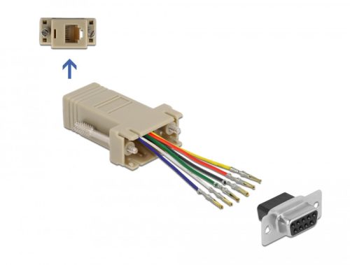 Delock D-Sub 9-tűs anya   RJ12 6P/6C anya összekötő adapter (66759)