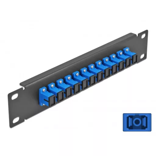Delock 10  üvegszálas patch panel 12 portos SC Simplex kék 1U fekete (66760)
