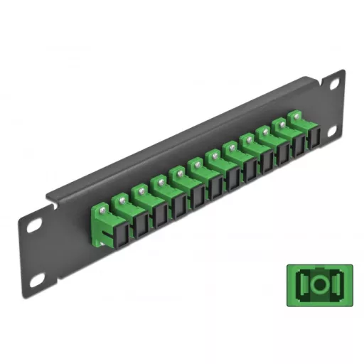 Delock 10  üvegszálas patch panel 12 portos SC Simplex zöld 1U fekete (66761)