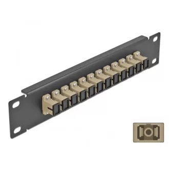   Delock 10  üvegszálas patch panel 12 portos SC Simplex bézs 1U fekete (66762)