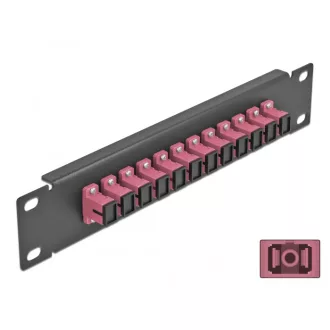   Delock 10  üvegszálas patch panel 12 portos SC Simplex ibolya 1U fekete (66764)