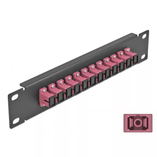 Delock 10  üvegszálas patch panel 12 portos SC Simplex ibolya 1U fekete (66764)