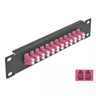   Delock 10  üvegszálas patch panel 12 portos LC Duplex ibolya 1U fekete (66769)