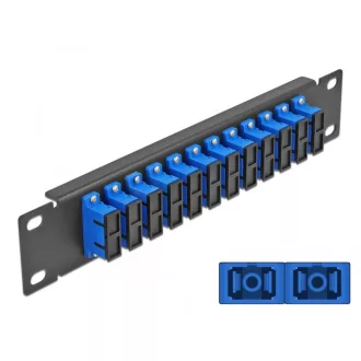   Delock 10  üvegszálas patch panel 12 portos SC Duplex kék 1U fekete (66771)