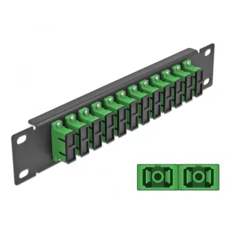   Delock 10  üvegszálas patch panel 12 portos SC Duplex zöld 1U fekete (66772)