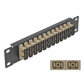   Delock 10  üvegszálas patch panel 12 portos SC Duplex bézs 1U fekete (66773)