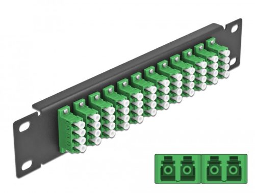 Delock 10  üvegszálas patch panel 12 portos LC Quad zöld 1U fekete (66777)