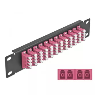   Delock 10  üvegszálas patch panel 12 portos LC Quad ibolya 1U fekete (66780)
