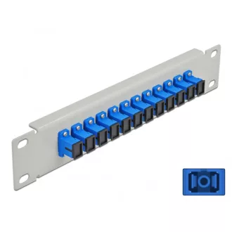   Delock 10  üvegszálas patch panel 12 portos SC Simplex kék 1U szürke (66781)