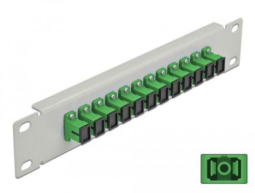Delock 10  üvegszálas patch panel 12 portos SC Simplex zöld 1U szürke (66782)