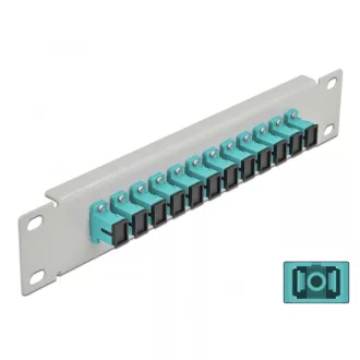   Delock 10  üvegszálas patch panel 12 portos SC Simplex vízkék 1U szürke (66784)