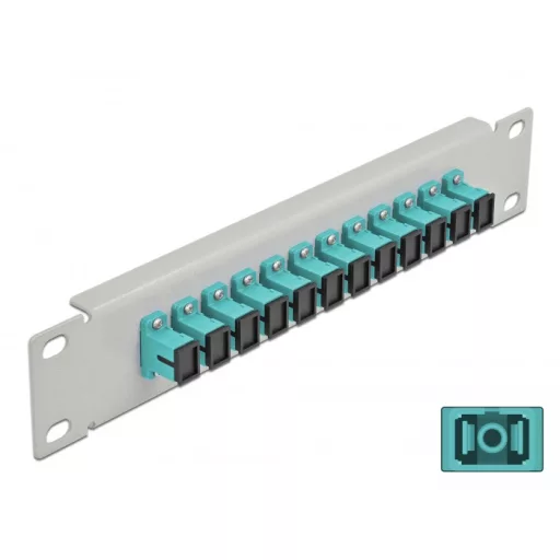 Delock 10  üvegszálas patch panel 12 portos SC Simplex vízkék 1U szürke (66784)
