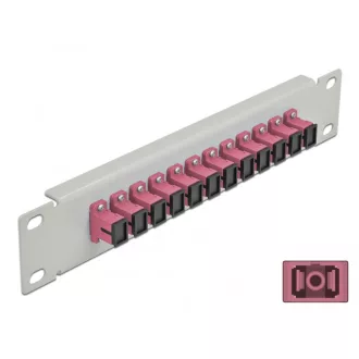   Delock 10  üvegszálas patch panel 12 portos SC Simplex ibolya 1U szürke (66785)