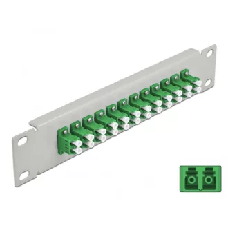   Delock 10  üvegszálas patch panel 12 portos LC Duplex zöld 1U szürke (66787)