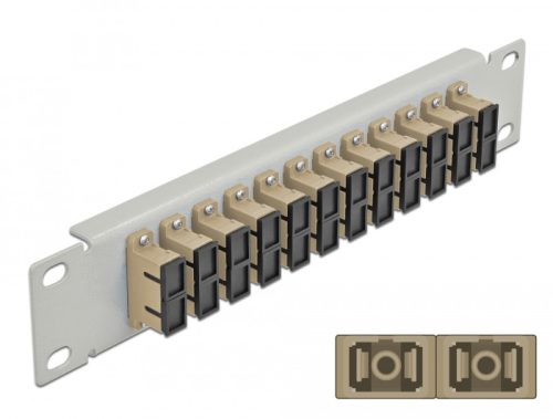 Delock 10  üvegszálas patch panel 12 portos SC Duplex bézs 1U szürke (66793)