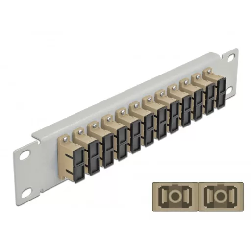 Delock 10  üvegszálas patch panel 12 portos SC Duplex bézs 1U szürke (66793)