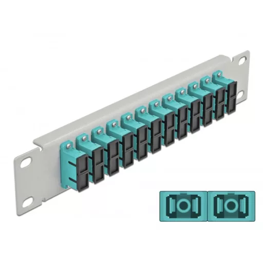 Delock 10  üvegszálas patch panel 12 portos SC Duplex vízkék 1U szürke (66794)