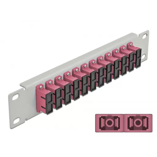 Delock 10  üvegszálas patch panel 12 portos SC Duplex ibolya 1U szürke (66795)