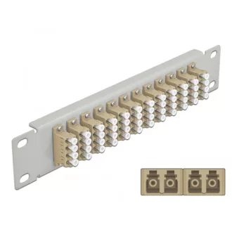   Delock 10  üvegszálas patch panel 12 portos LC Quad bézs 1U szürke (66798)