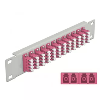   Delock 10  üvegszálas patch panel 12 portos LC Quad ibolya 1U szürke (66800)