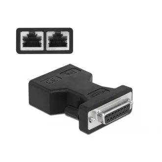 Delock D-Sub 15 tűs anya   2 db. RJ45 anya adapter (66806)