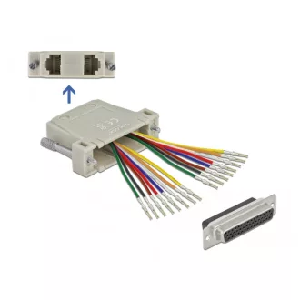   Delock D-Sub HD 44 tűs krimp anya - 2 x RJ45 anya eszközkészlettel bézs színben (66836)